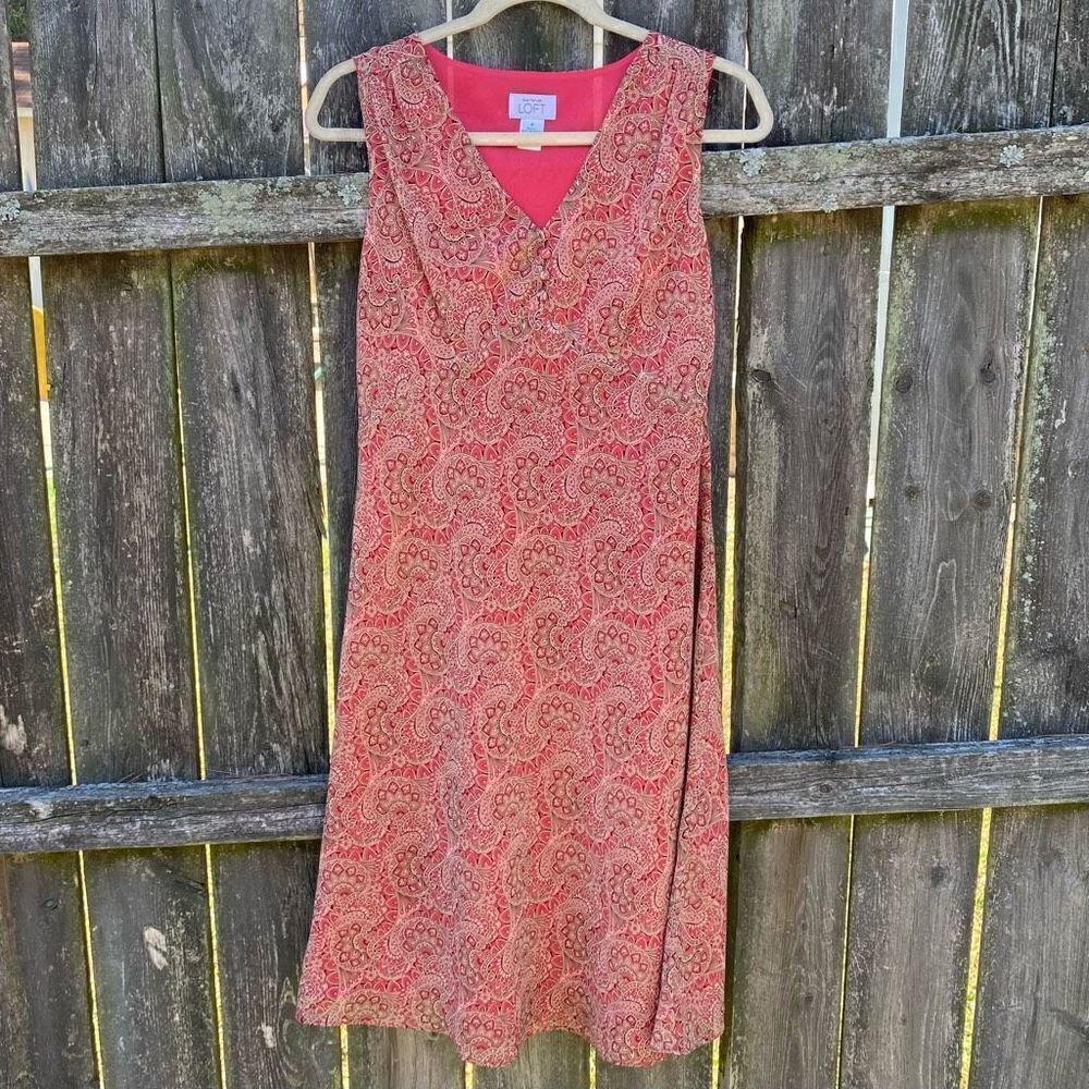Vintage‎ 90’s Loft Printed Pink Tank MIDI Dress | 4